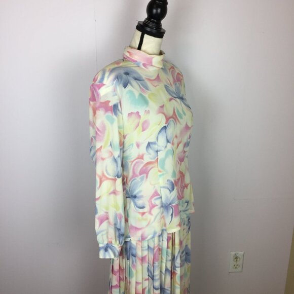 Vintage Miss Sophisticates Pendleton Skirt Blouse Set 10 Womens Pink Floral - Picture 7 of 16